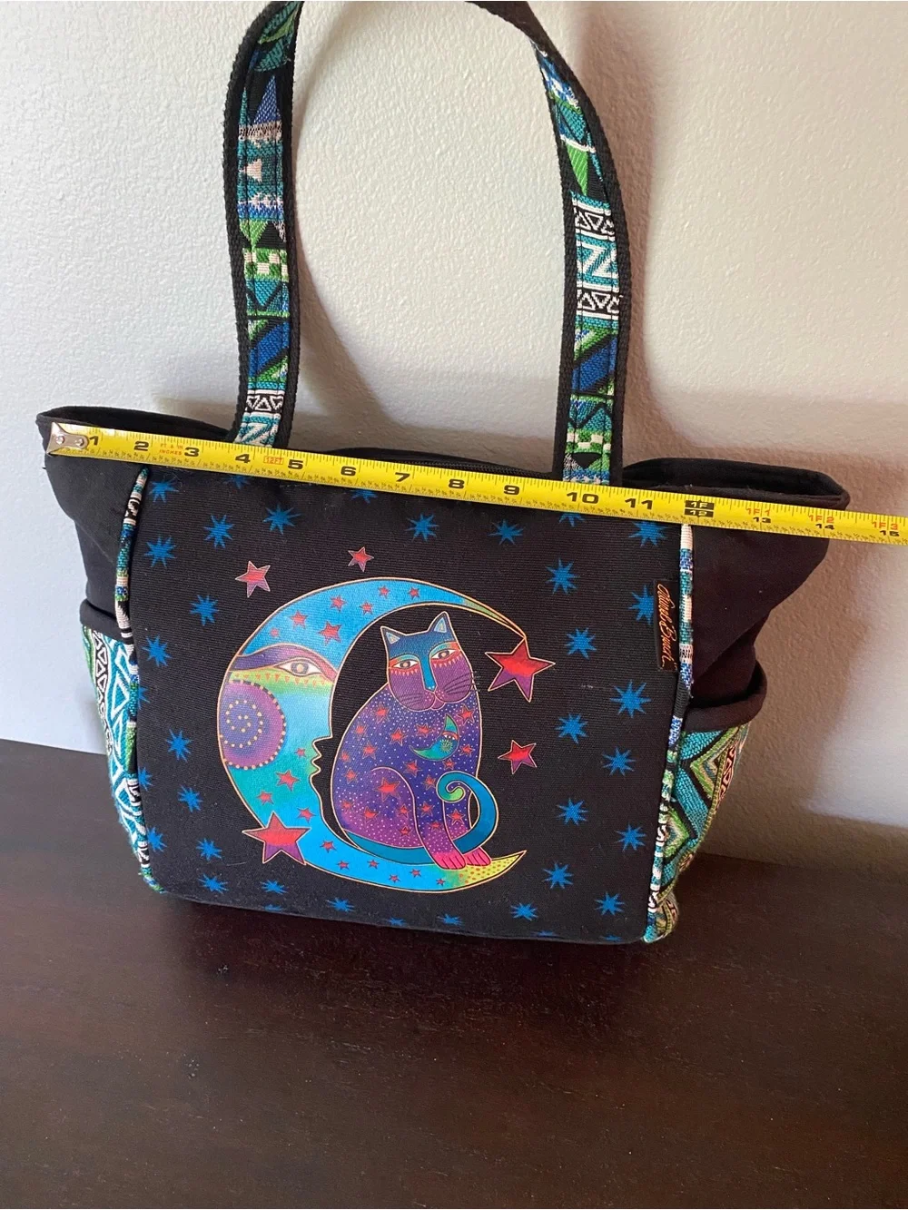 Laurel Burch Moonside Cat Celestial Medium Canvas Tote Bag